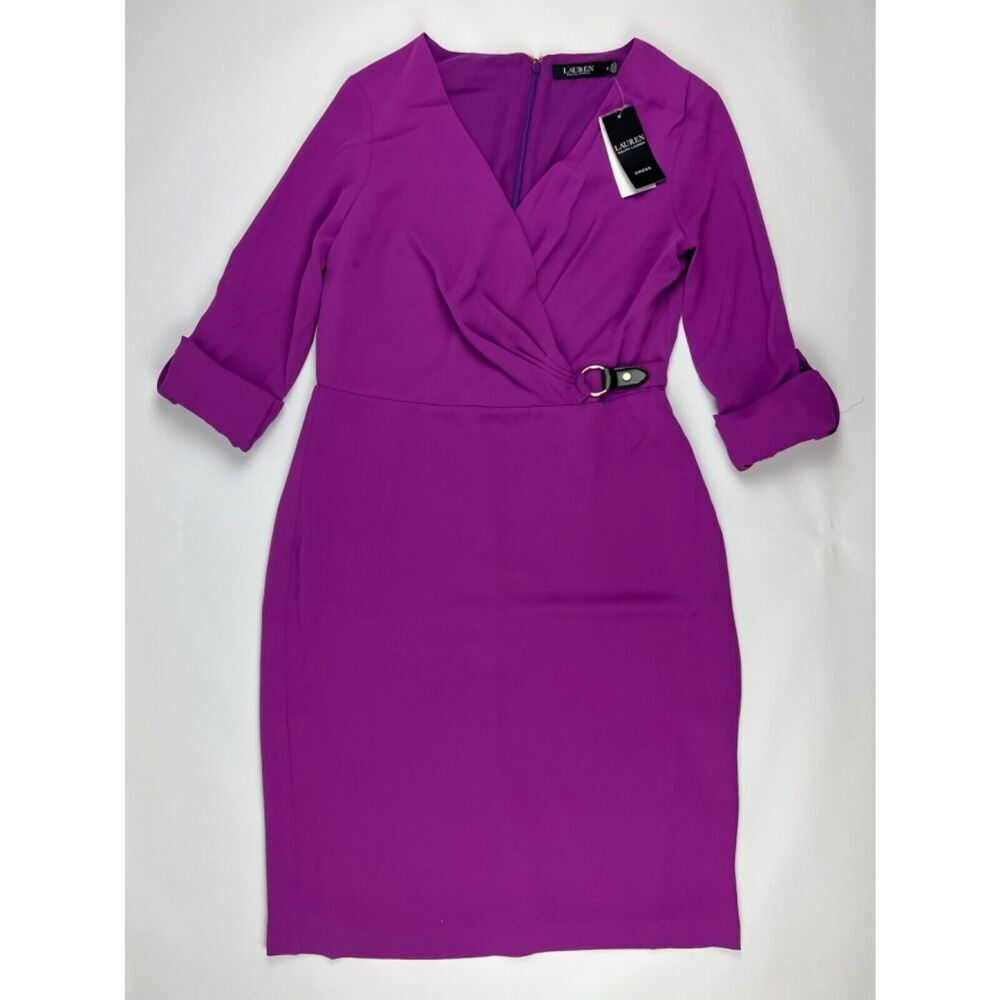 NEW! Lauren Ralph Lauren Women's 8 Buckle-Trim Georgette Shirtdress NWT $165